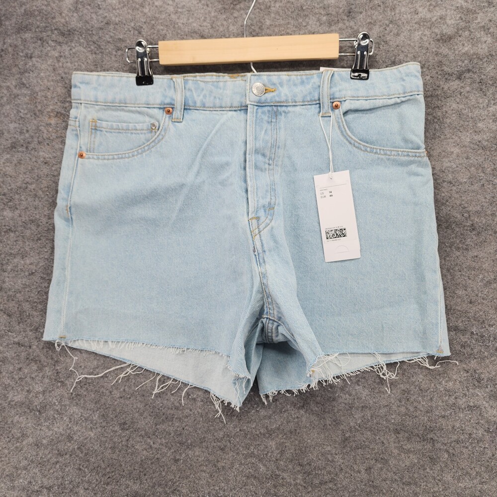 H&M Shorts Womens 12 Vintage High Waist Cut Off Blue Denim
